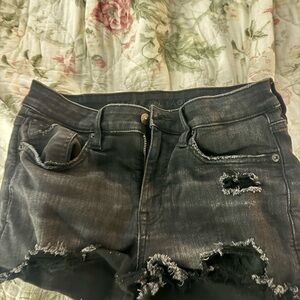 American Eagle Outfitters Black Distressed Cutoff Jean Shorts